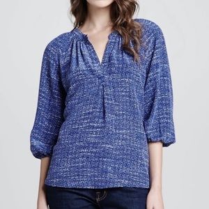 Joie Addie B Silk Top Blouse in Neptune S